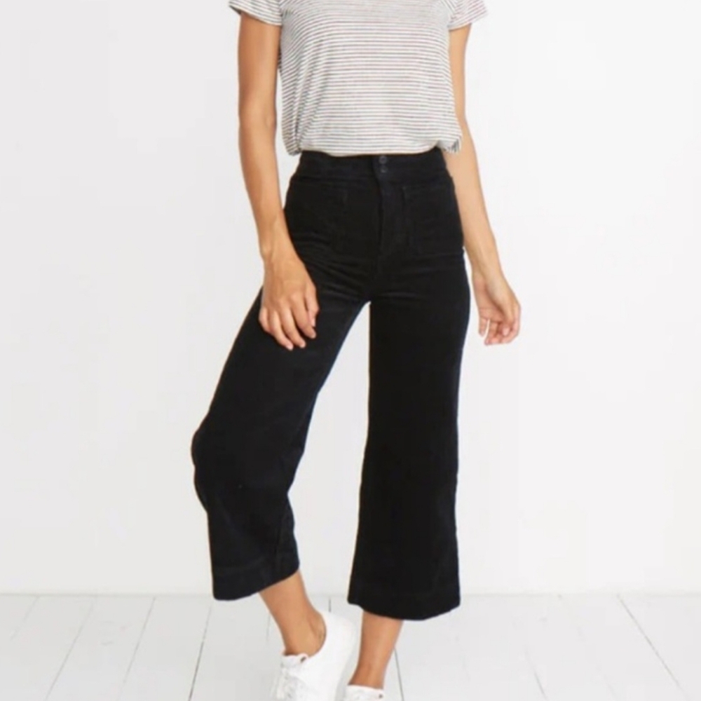 Marine Layer Black Corduroy Tally Wide Leg Pant
